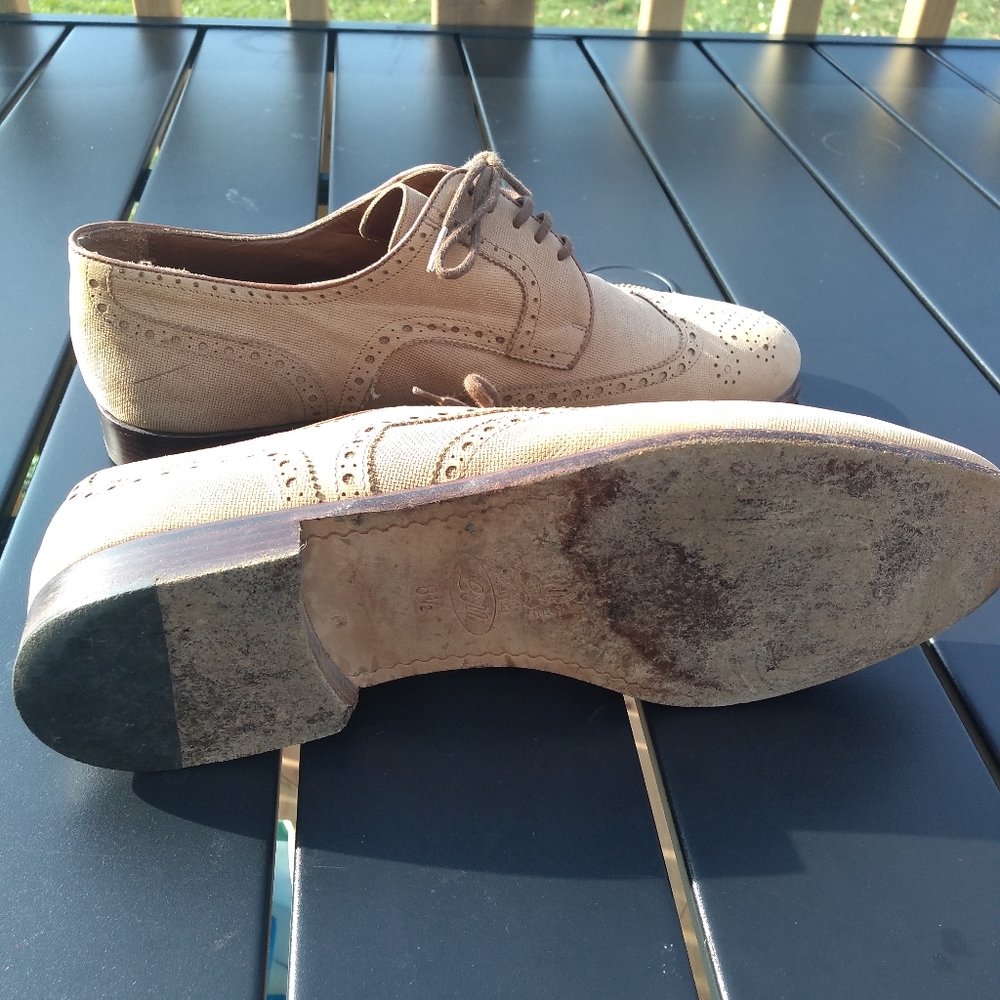 Men's L & M Shoes, Tan Leather Brogues, Wingtip, Size  8.5, Made in Italy - Picture 10 of 16